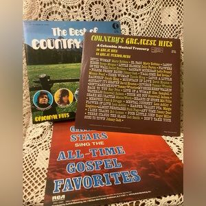 Country and Gospel Vintage Greatest Hits, Best of Vinyl Records - 3 Records